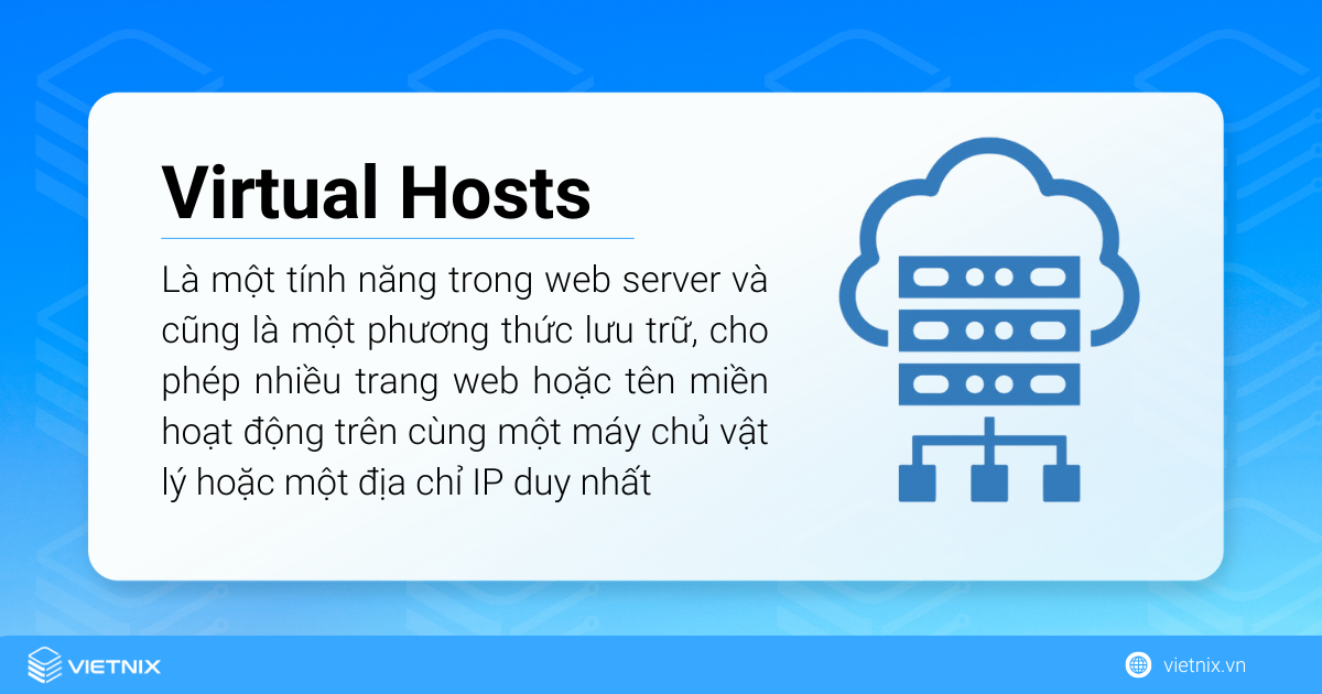 Virtual Hosts là một tính năng trong web server và cũng là một phương thức lưu trữ