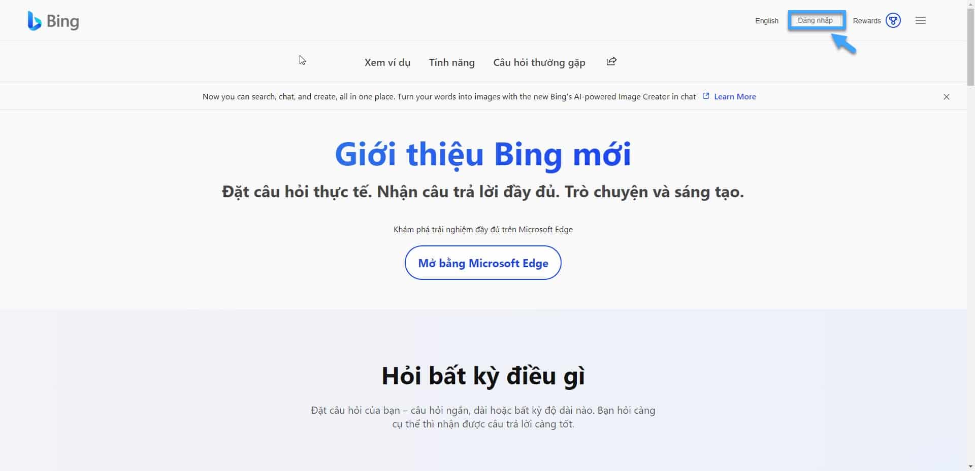 Đăng nhập trên giao diện của web