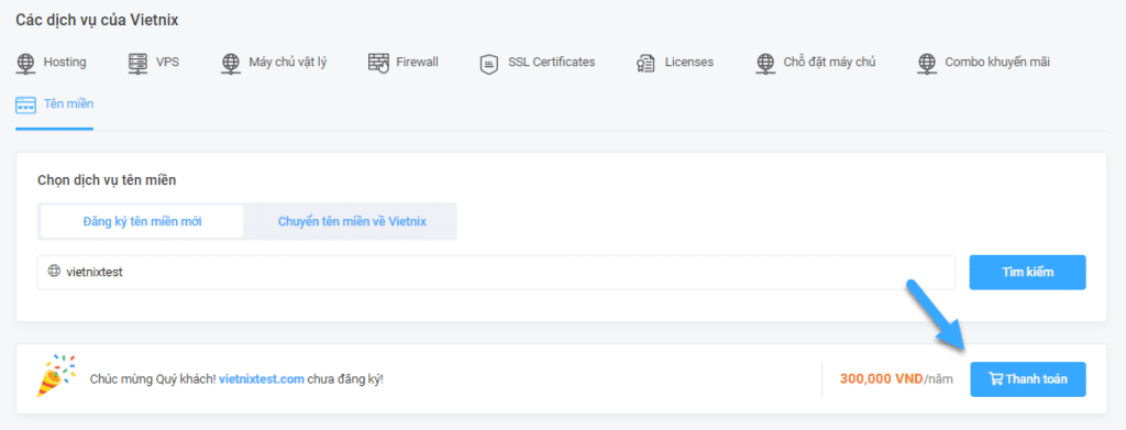 10 cách đăng kí tên miền chuẩn SEO cho website hiệu quả nhất hiện nay 37 Nhấn vào nút thanh toán
