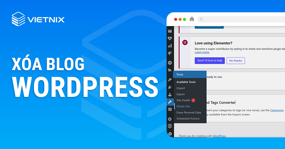 Xóa blog WordPress