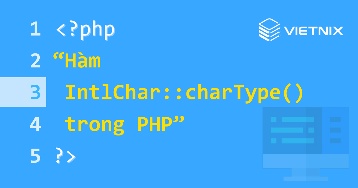Tìm hiểu về hàm IntlChar::charType() trong PHP 5 Hàm IntlChar::charType()được sử dụng để lấy giá trị danh mục chung cho một điểm mã - code point