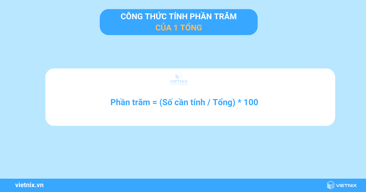 Công thức tính phần trăm của 1 tổng