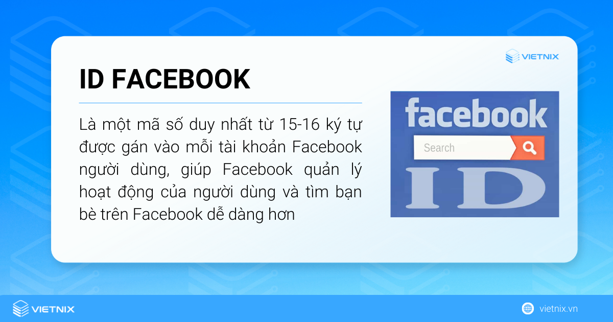 ID Facebook là một mã số được gán vào mỗi tài khoản Facebook