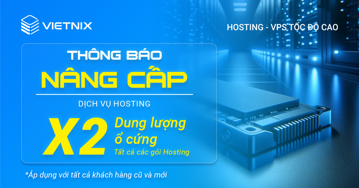 Nâng cấp dung lượng ổ cứng các gói Hosting