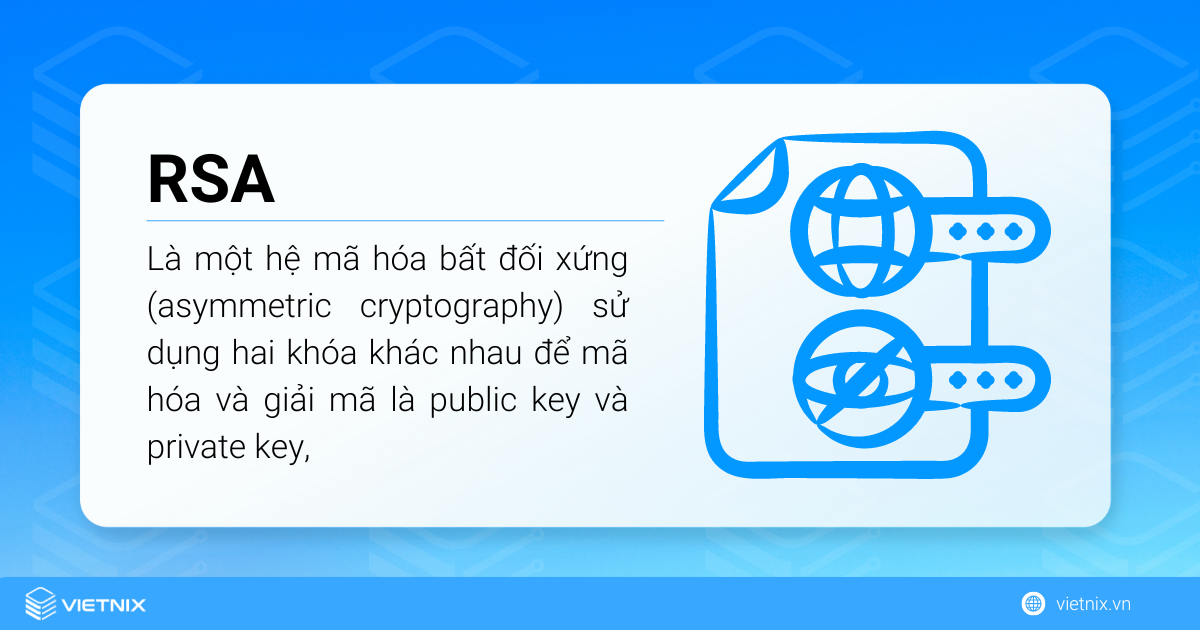 RSA là một hệ mã hóa bất đối xứng (asymmetric cryptography)