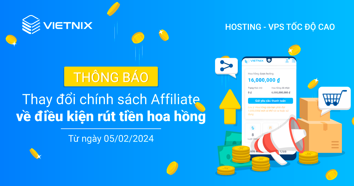 Thông báo thay đổi chính sách Affiliate