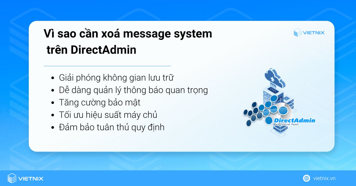 Các lí do cần xoá message system trên DirectAdmin