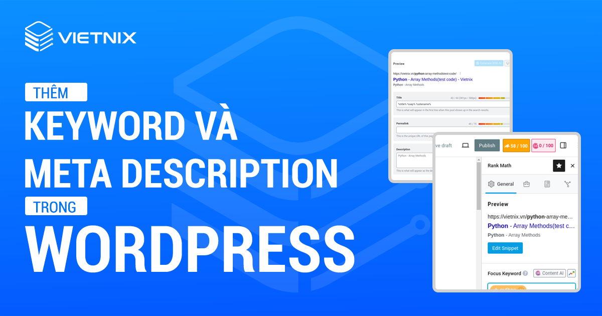 thêm keyword và meta description trong wordpress