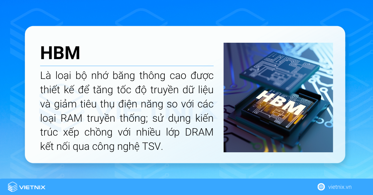 HBM (High Bandwidth Memory) là một loại bộ nhớ băng thông cao 