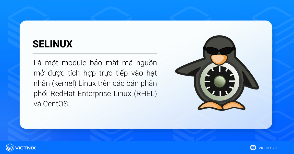 SELinux là module bảo mật mã nguồn mở được tích hợp trực tiếp vào hạt nhân