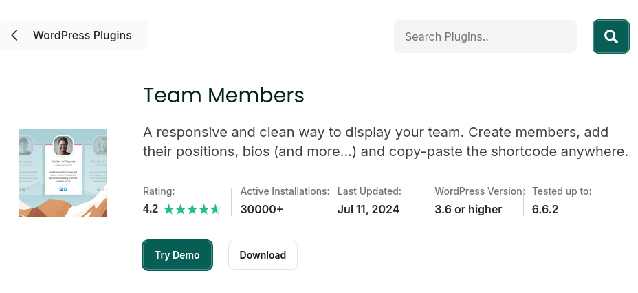 9 plugin shortcode WordPress tốt nhất giúp chèn nội dung nhanh chóng, dễ dàng 118 Team Members – Hiển thị thành viên nhóm chuyên nghiệp