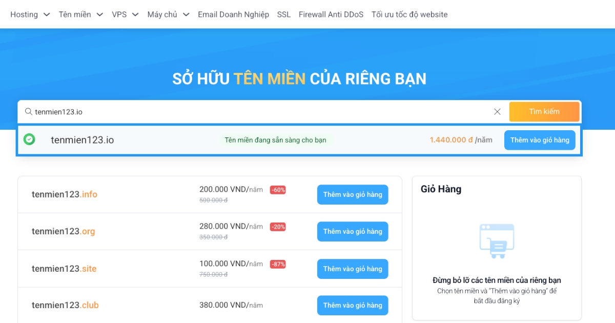 Tên miền .io là gì? Lợi ích của tên miền .io và cách đăng ký chi tiết 24 Bạn hãy nhấn Thêm vào giỏ hàng