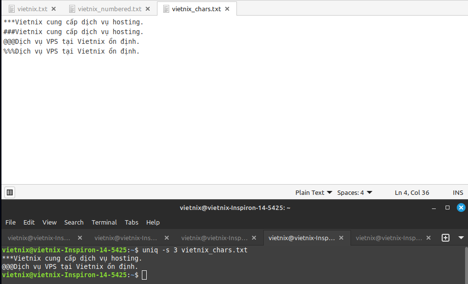 Bỏ qua N ký tự đầu dòng với -s