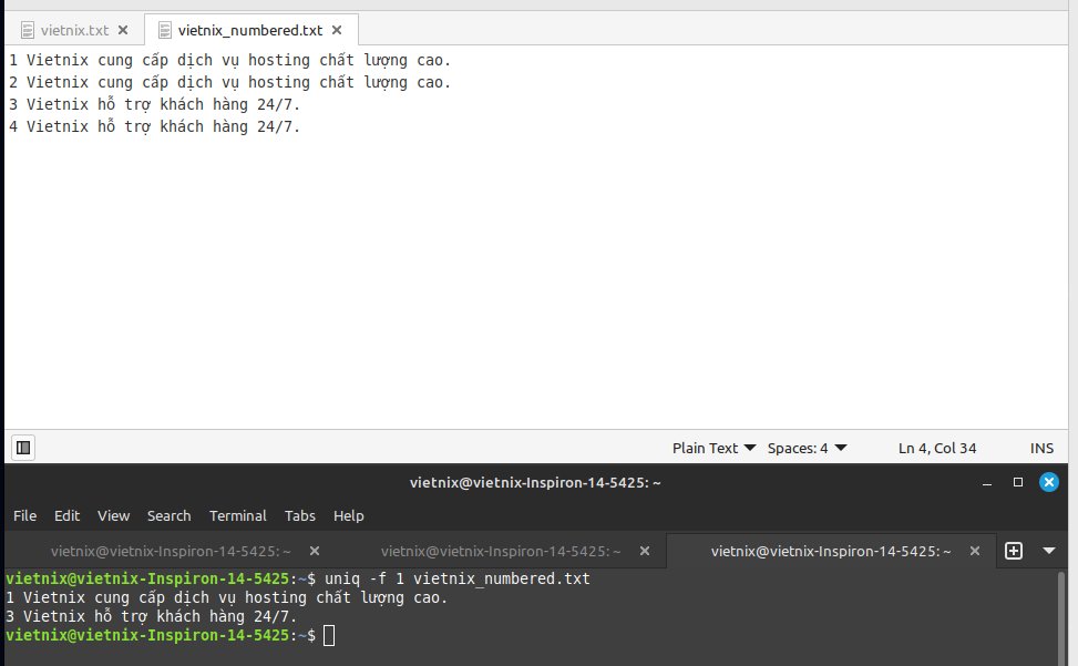 Bỏ qua N trường đầu dòng với -f
