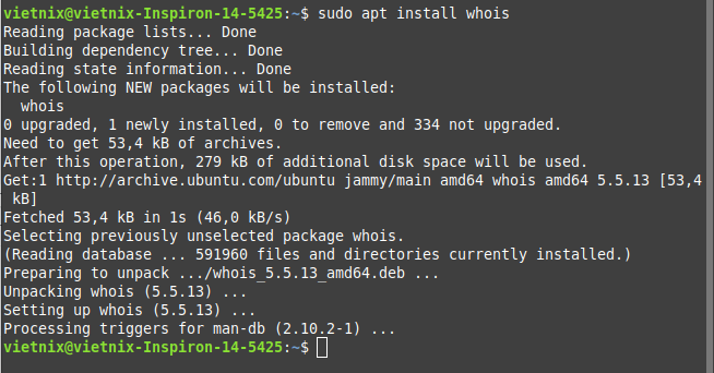 Cách sử dụng lệnh whois trên Ubuntu Linux chi tiết 19 Bước 2: Cài đặt lệnh whois