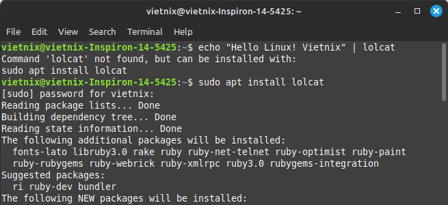 Tìm hiểu lệnh lolcat trong Linux: Hiển thị màu sắc rực rỡ cho Terminal 25 Cách cài đặt lolcat trên Linux