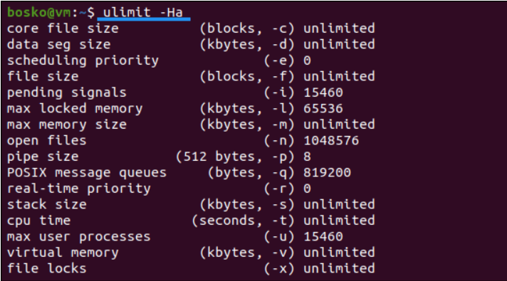 Hướng dẫn sử dụng lệnh ulimit trong Linux 24 Cách xem giới hạn hiện tại - Hard Limit