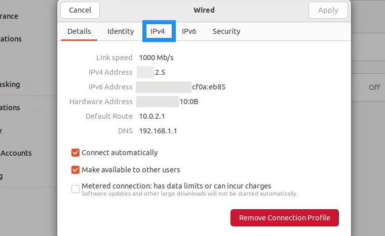 Hướng dẫn cài đặt IP tĩnh trên Ubuntu Server 20.04 / 22.04 / 24.04 15 Chuyển sang tab IPv4