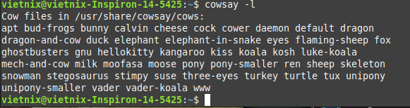 Tìm hiểu lệnh lolcat trong Linux: Hiển thị màu sắc rực rỡ cho Terminal 39 Danh sách các kiểu có sẵn