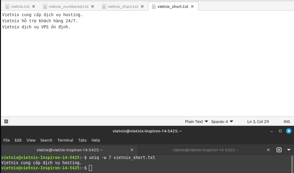 Giới hạn so sánh theo N ký tự đầu dòng với -w