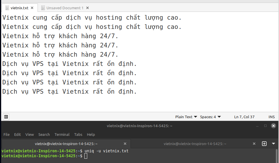 Hiển thị các dòng duy nhất (không trùng)