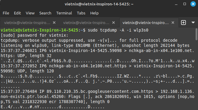 Lệnh tcpdump trong Linux: Hướng dẫn toàn tập từ cơ bản đến nâng cao 27 Hiển thị nội dung gói tin ở định dạng ASCII