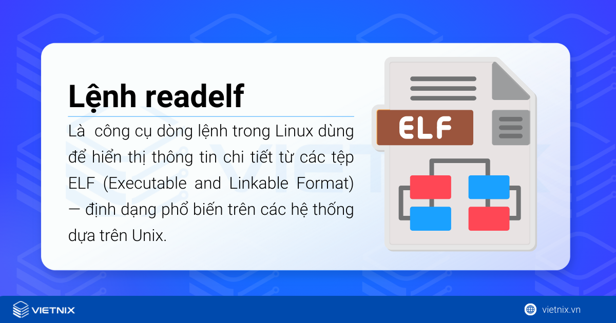 Lệnh readelf trong Linux: Cách sử dụng và ví dụ chi tiết từ A đến Z 15 Lệnh readelf là lệnh trong Linux giúp phân tích sâu các file nhị phân định dạng ELF