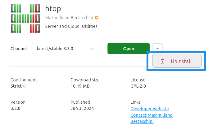 Hướng dẫn cài đặt file deb trên Ubuntu cho người mới bắt đầu – Đơn giản, hiệu quả và an toàn 35 Nhấn vào ba dấu chấm lần nữa và chọn “Uninstall“ để xóa phần mềm