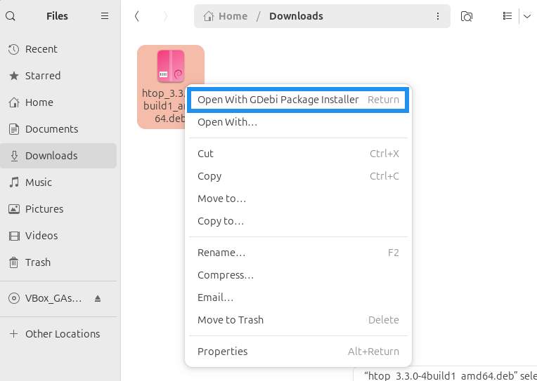Hướng dẫn cài đặt file deb trên Ubuntu cho người mới bắt đầu – Đơn giản, hiệu quả và an toàn 25 Nhấp chuột phải vào file .deb và chọn “Open with Gdebi Package Installer”