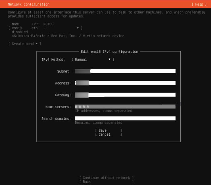 Cài đặt Ubuntu Server 24.04 LTS mới nhất: Hướng dẫn chi tiết 32 Nhập thông tin IP, Netmask, Gateway, DNS phù hợp