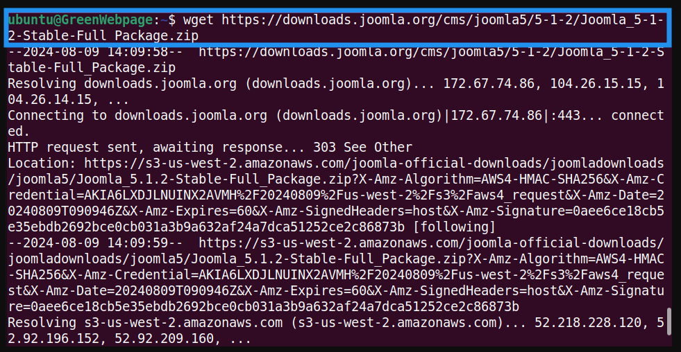 Cách cài đặt Joomla trên Ubuntu 22.04: Hướng dẫn chi tiết từ A đến Z cho người mới bắt đầu 24 Sử dụng lệnh sau để cài đặt Joomla trên Ubuntu 22.04 trực tiếp từ terminal