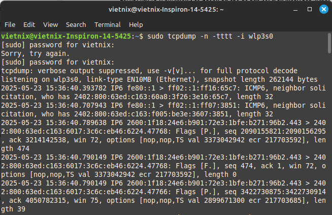 Lệnh tcpdump trong Linux: Hướng dẫn toàn tập từ cơ bản đến nâng cao 29 Thêm dấu thời gian chi tiết
