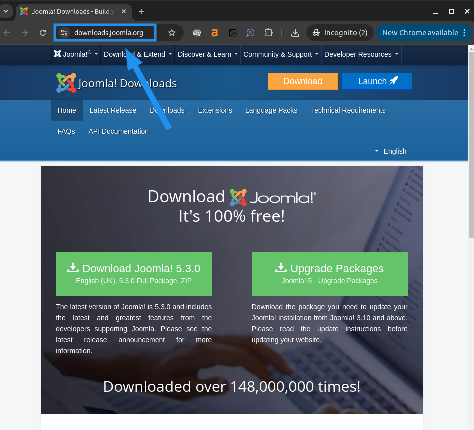 Cách cài đặt Joomla trên Ubuntu 22.04: Hướng dẫn chi tiết từ A đến Z cho người mới bắt đầu 23 Vào trang để tải xuống gói Joomla phù hợp