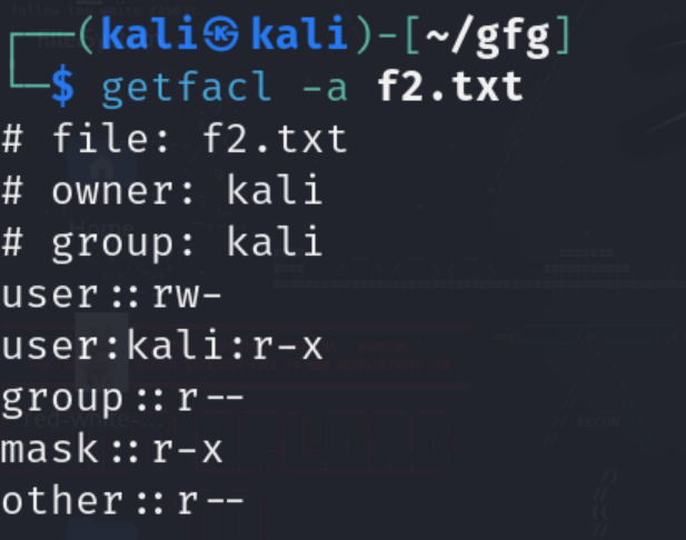 Lệnh setfacl trong Linux – Quản lý quyền truy cập file hiệu quả 36 Ví dụ 4: Hiển thị ACL của file f2.txt