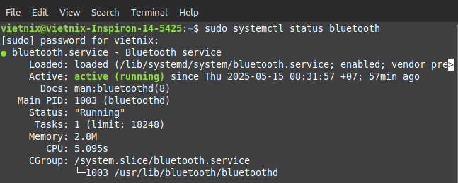 Sử dụng lệnh systemctl trong Linux: Quản lý dịch vụ dễ dàn 17 Ví dụ kiểm tra trạng thái dịch vụ Bluetooth