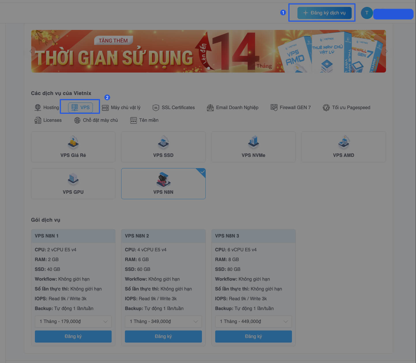 Thuê VPS n8n Giá Rẻ: Tự Động Hóa | Không Giới Hạn Workflow 13 đăng ký dịch vụ vps tại portal