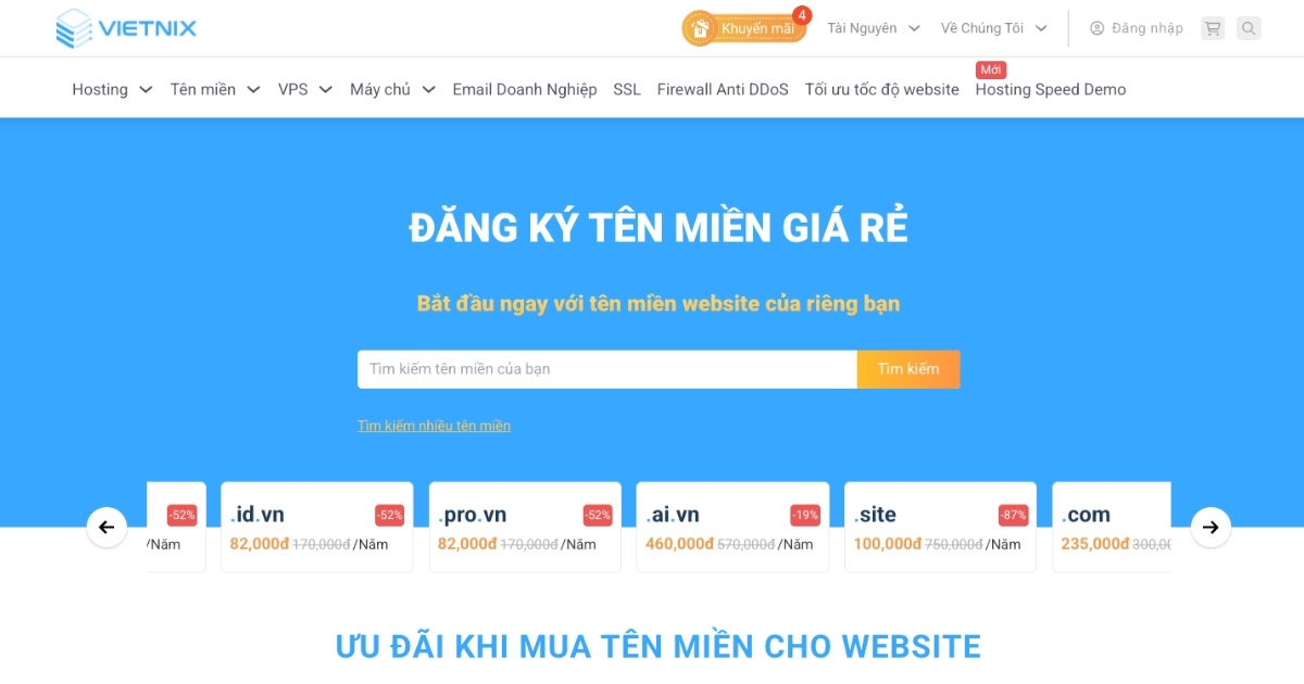 Tên miền .store là gì? Lợi thế khi đăng ký tên miền .store 41 Đầu tiên, bạn hãy truy cập vào trang đăng ký tên miền của Vietnix