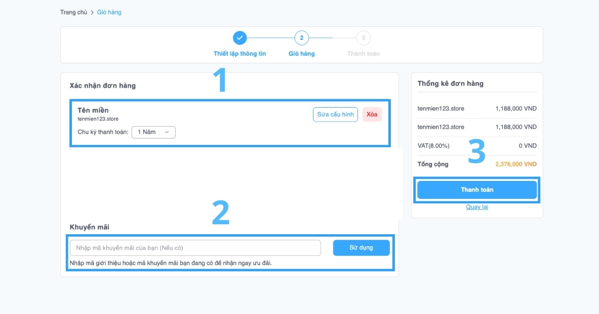 Tên miền .store là gì? Lợi thế khi đăng ký tên miền .store 44 Sau khi đã chắc chắn mọi thông tin là chính xác, bạn nhấn nút Thanh toán.