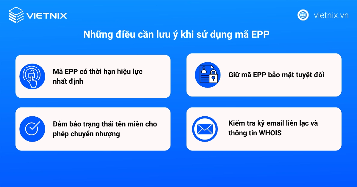 Mã EPP (Auth Code) là gì? Tìm hiểu chi tiết về EPP tên miền 25 Những lưu ý quan trọng khi sử dụng mã EPP