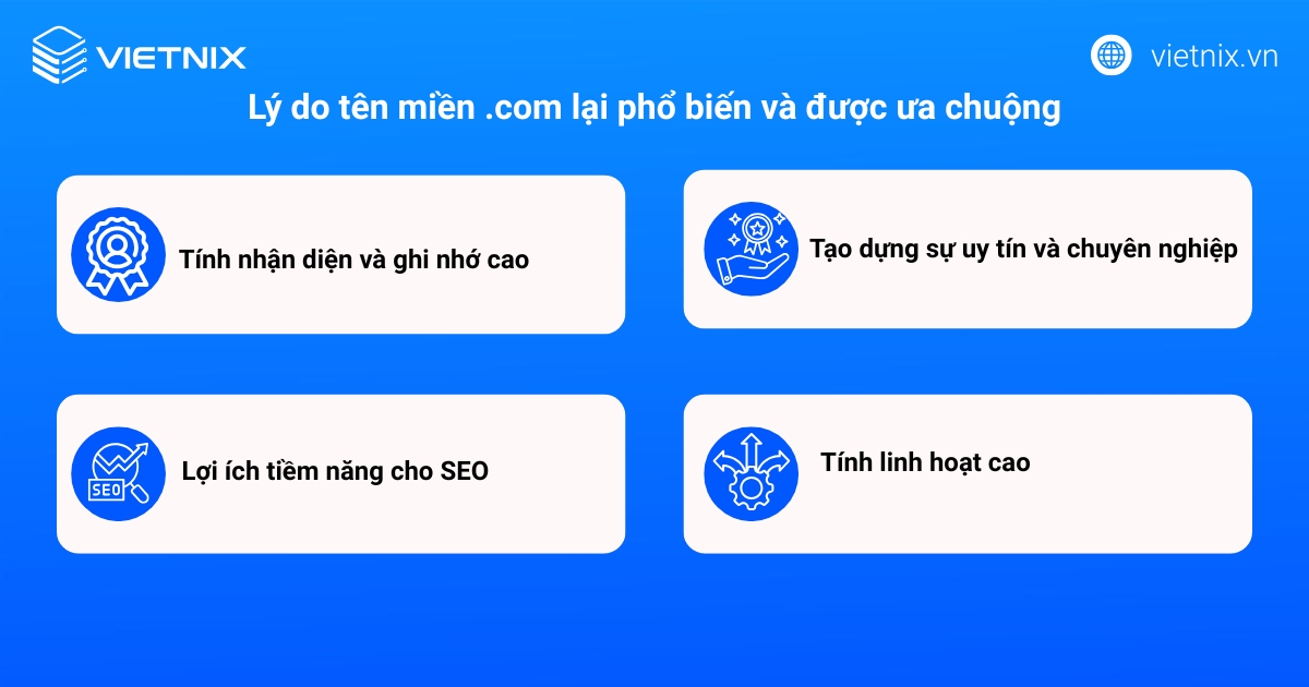 Tên miền .com là gì? Ý nghĩa, ưu điểm và cách đăng ký 17 Lý do tên miền .com phổ biến và được ưa chuộng