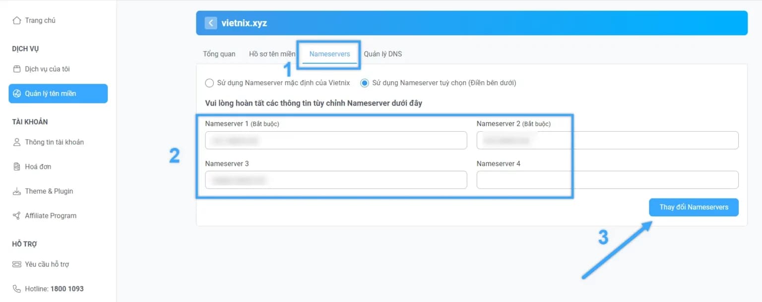 Cách trỏ tên miền về hosting bằng Nameserver & Record A 43 tro ten mien ve hosting 5