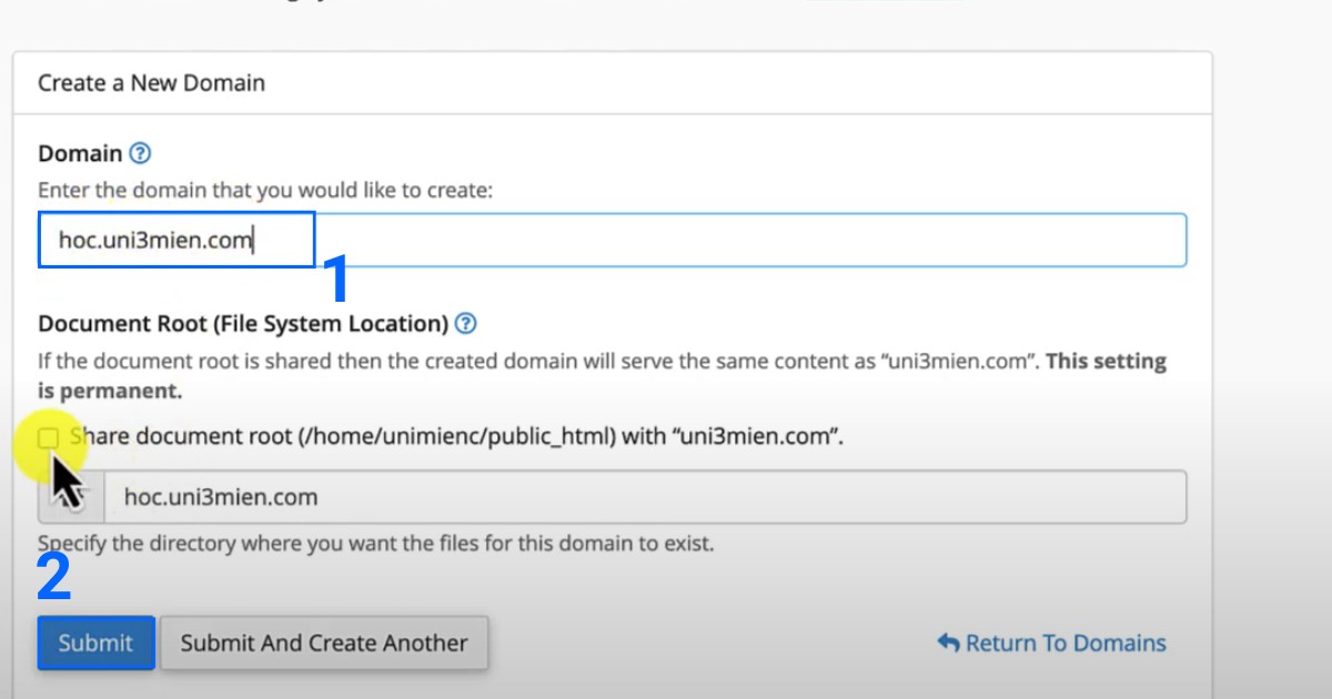 cach tro subdomain ve hosting 9