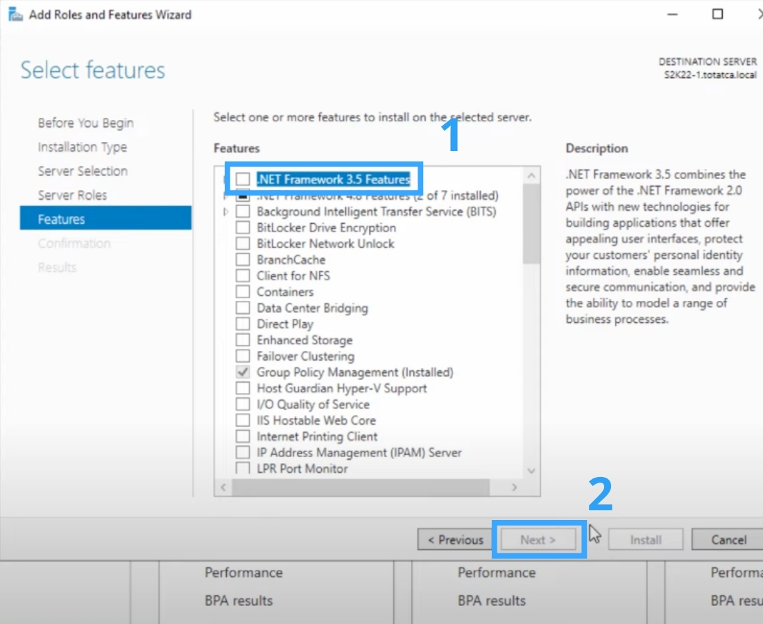 Cách cài .NET Framework 3.5 cho VPS Windows Server chi tiết 35 Chọn .NET Framework 3.5 Features