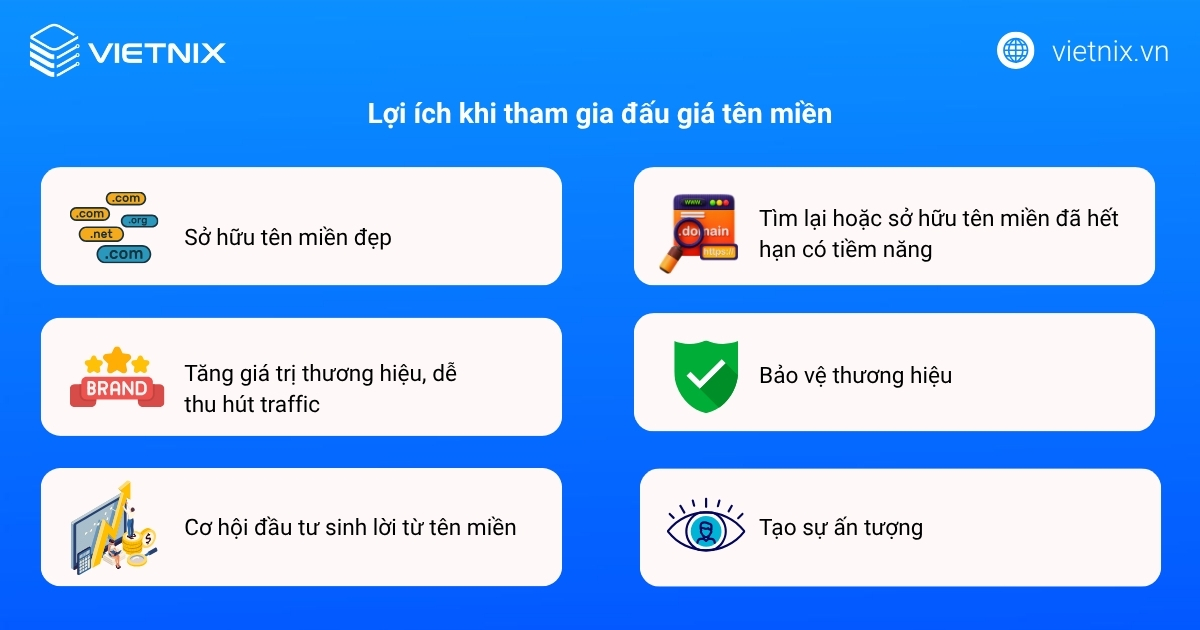Đấu giá tên miền là gì? Lợi ích và hướng dẫn đấu giá tên miền chi tiết 13 Lợi ích khi tham gia đấu giá tên miền