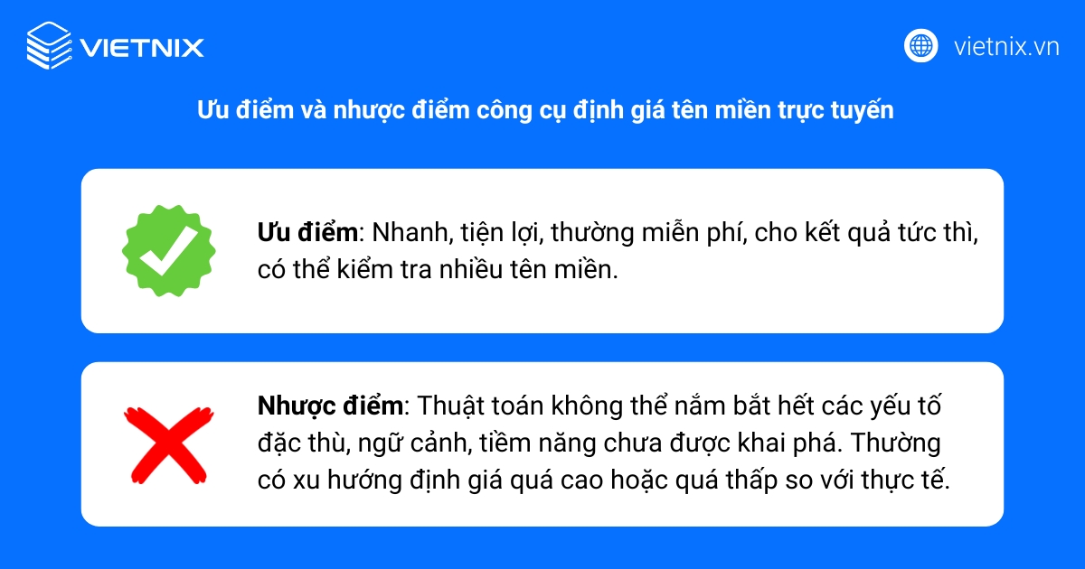Định giá tên miền là gì? 7 cách thẩm định giá trị hiệu quả nhất 24 Ưu nhược điểm việc sử dụng công cụ định giá tên miền trực tuyến