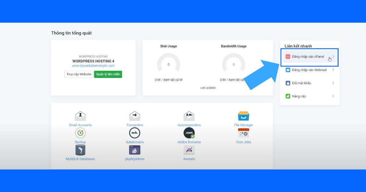 Hướng dẫn tạo Subdomain trên VPS chi tiết bằng CLI và cPanel 25 Đầu tiên, bạn cần đăng nhập vào tài khoản cPanel