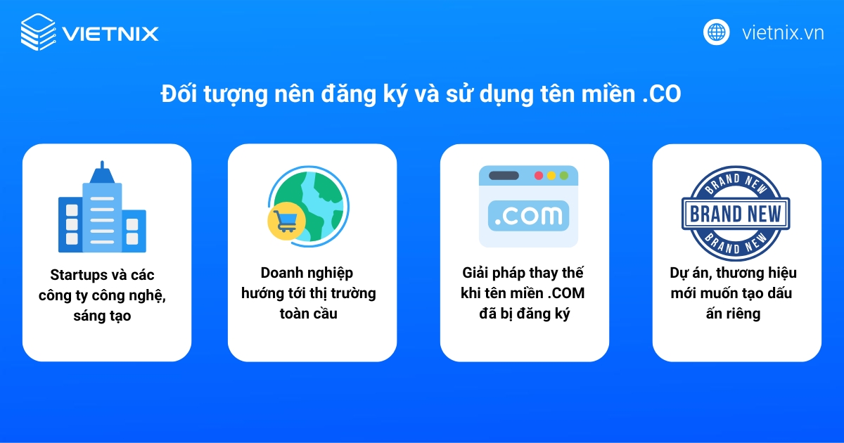 Tên miền .CO là gì? So sánh tên miền .CO với .COM và cách đăng ký chi tiết 36 Đối tượng nên đăng ký và sử dụng tên miền .CO