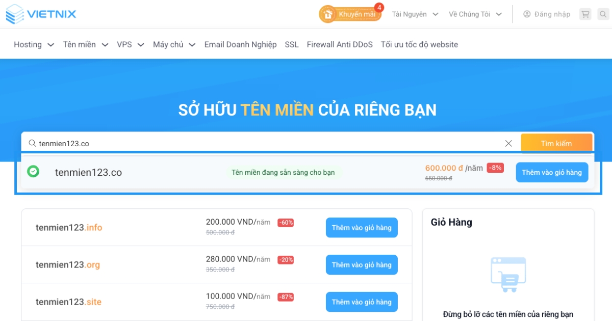 Tên miền .CO là gì? So sánh tên miền .CO với .COM và cách đăng ký chi tiết 39 Bạn hãy nhấn Thêm vào giỏ hàng