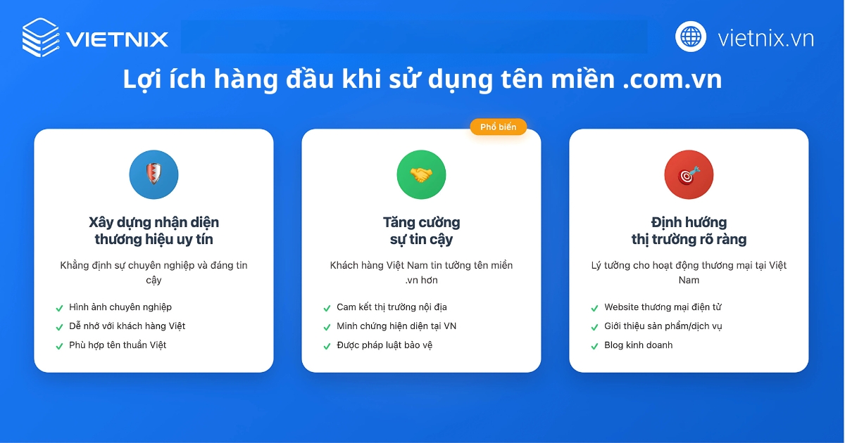 Tên miền .com.vn là gì? Ý nghĩa, so sánh chi tiết với tên miền .vn 19 Lợi ích khi sử dụng tên miền .com.vn