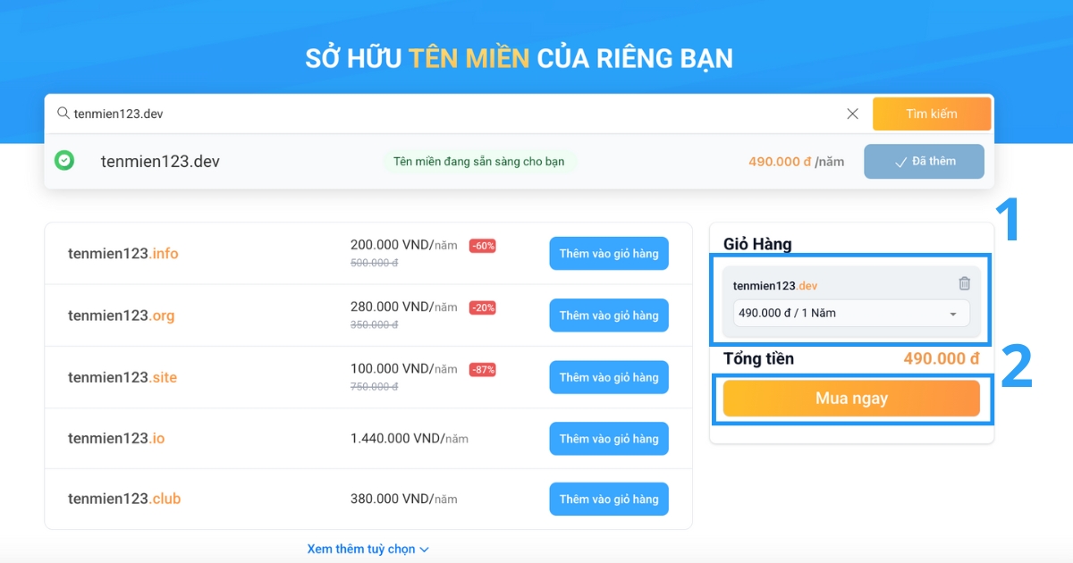 Tên miền .dev là gì? Giải mã sức hút của tên miền .dev với các lập trình viên 24 Chọn thời gian bạn muốn đăng ký tên miền